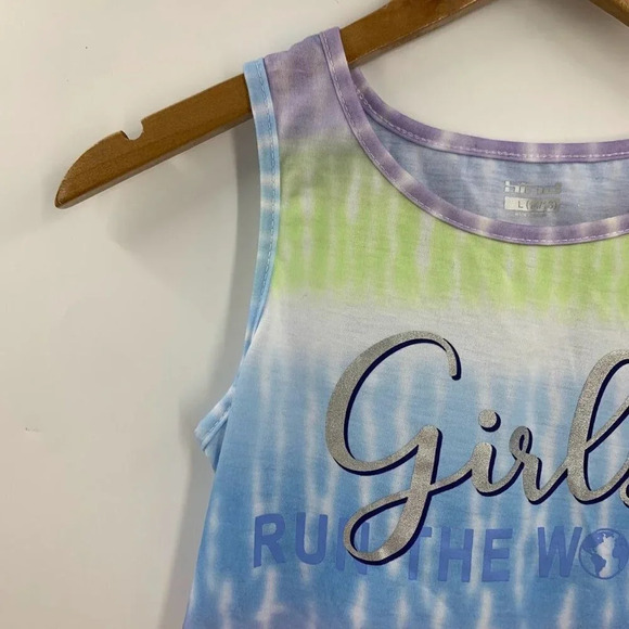 Hind Girls Tie Dye Girls Run The World Relax Tank Top Size L NWT - Picture 4 of 16